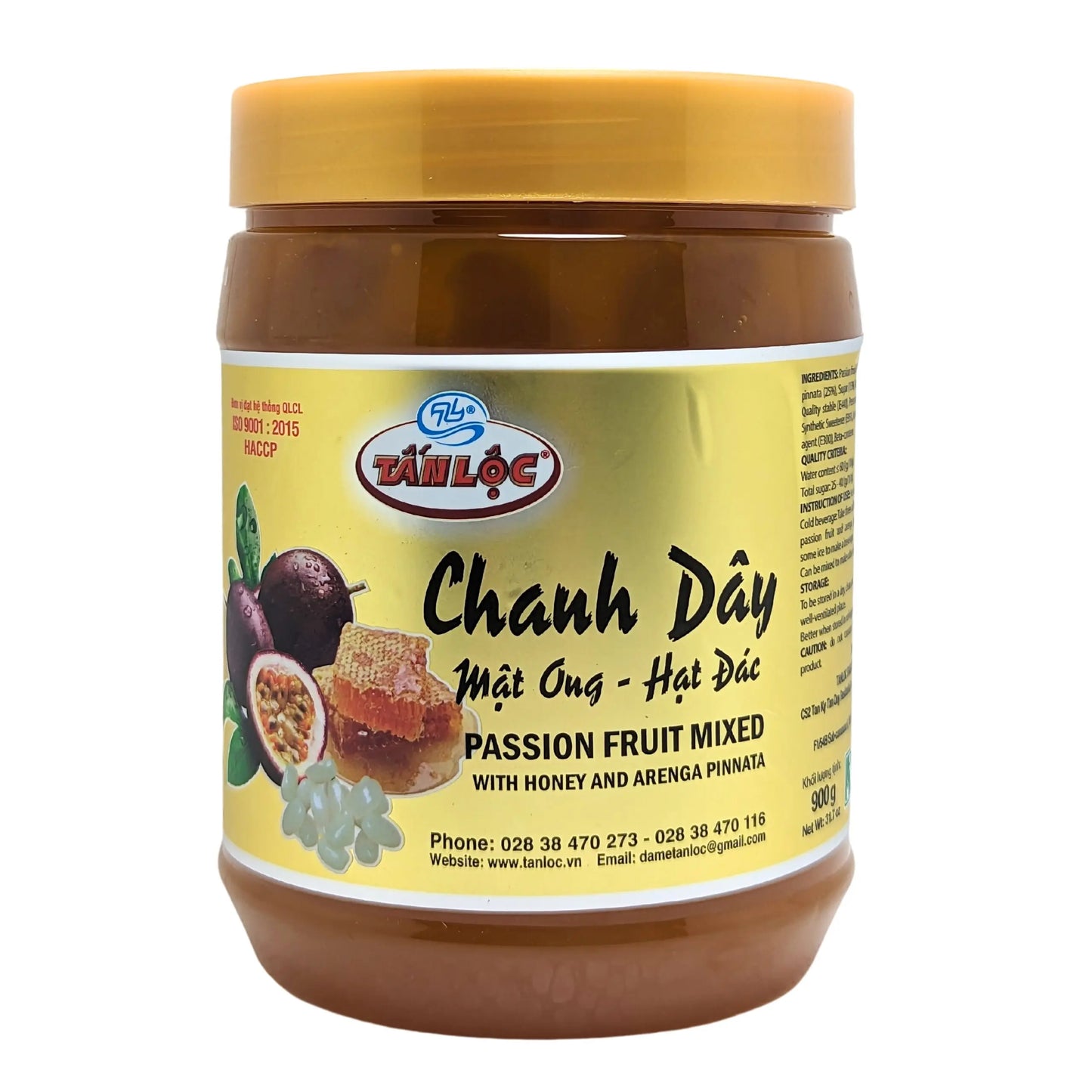 Chanh Dây Mật Ong Hạt Đác 900g | Passion Fruit Mixed w Honey & Arenga Pinnata