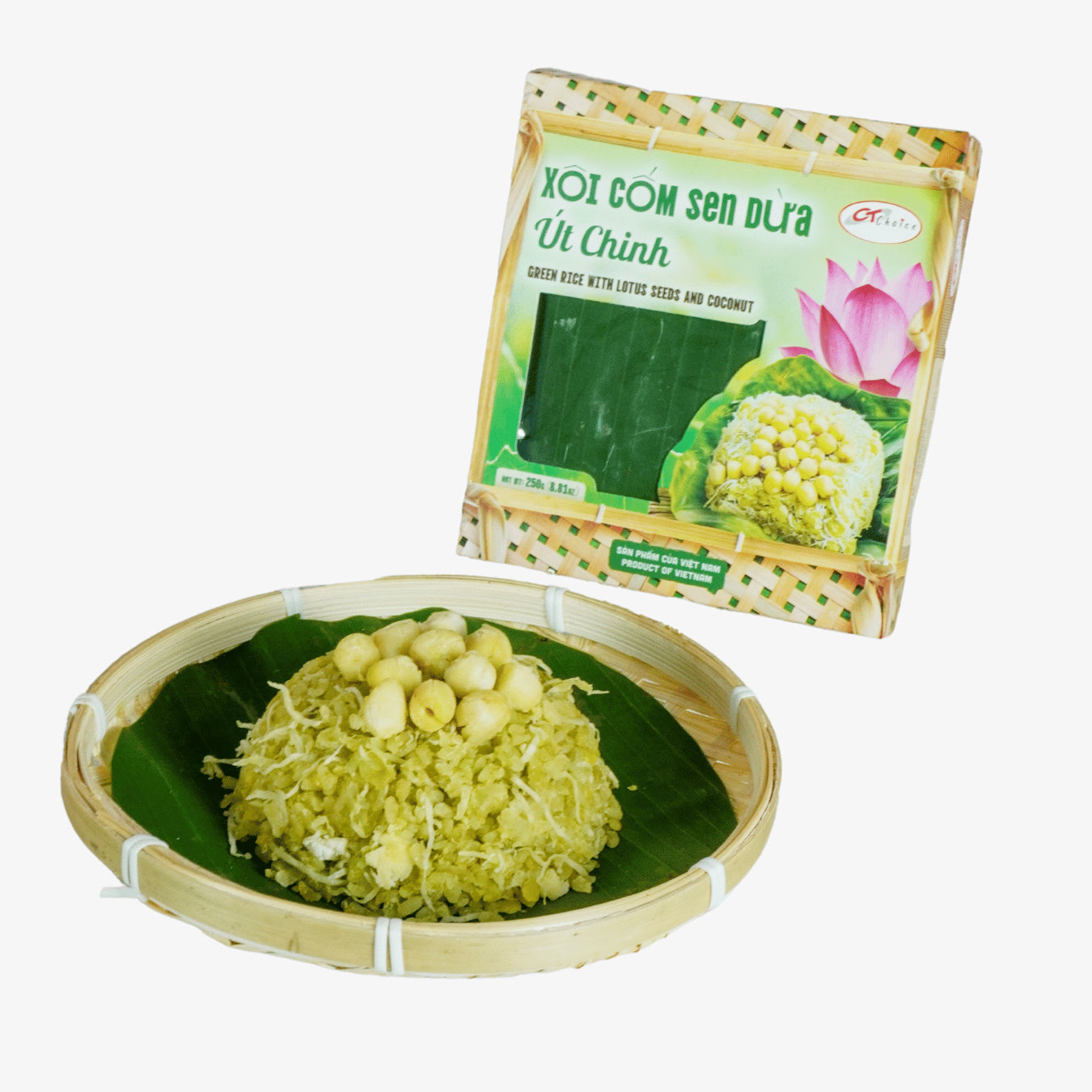 Xôi Cốm Sen Dừa | Green Rice with Lotus Seeds and Coconut