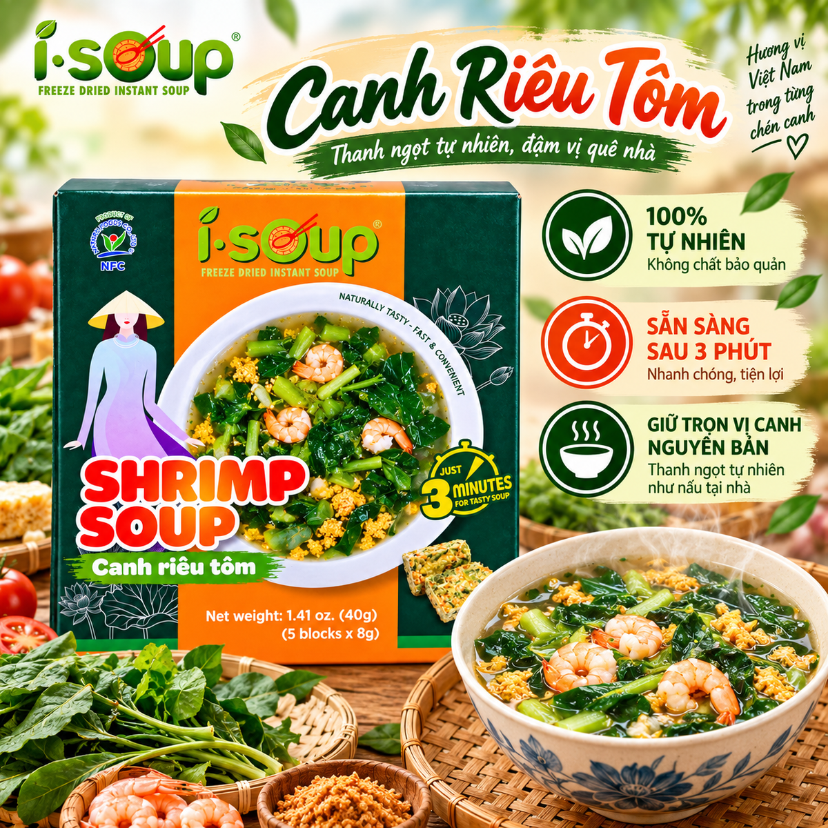 I.SOUP Canh Riêu Tôm | Freeze-Dried Shrimp Soup 40g