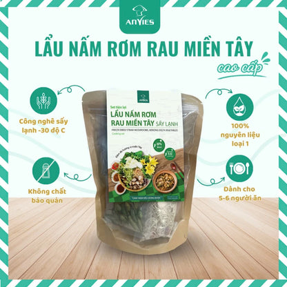 Set Lẩu Nấm Rơm Rau Miền Tây | Freeze Dried Straw Mushroom, Mekong Delta Vegetables Cooking Set