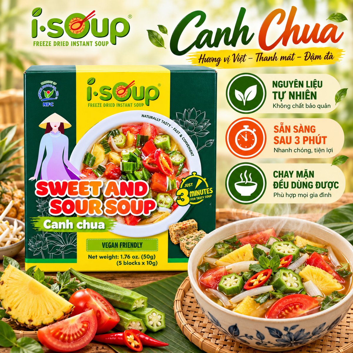 I.SOUP Canh Chua | Freeze-Dried Sweet & Sour Soup 50g