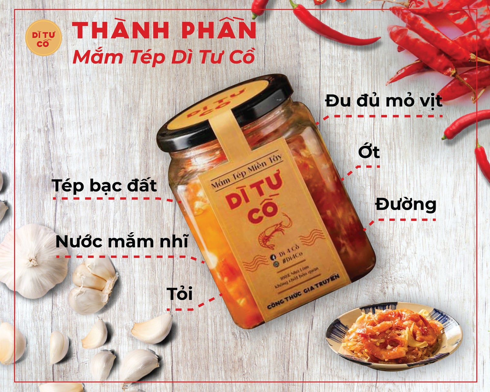 Mắm Tép Đu Đủ Dì Tư Cồ | Papaya Salad with Pickled Shrimp 1kg