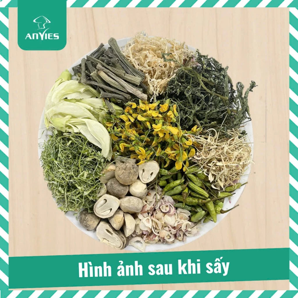 Set Lẩu Nấm Rơm Rau Miền Tây | Freeze Dried Straw Mushroom, Mekong Delta Vegetables Cooking Set 150g