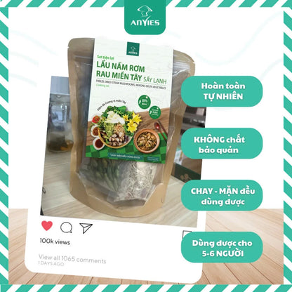 Set Lẩu Nấm Rơm Rau Miền Tây | Freeze Dried Straw Mushroom, Mekong Delta Vegetables Cooking Set