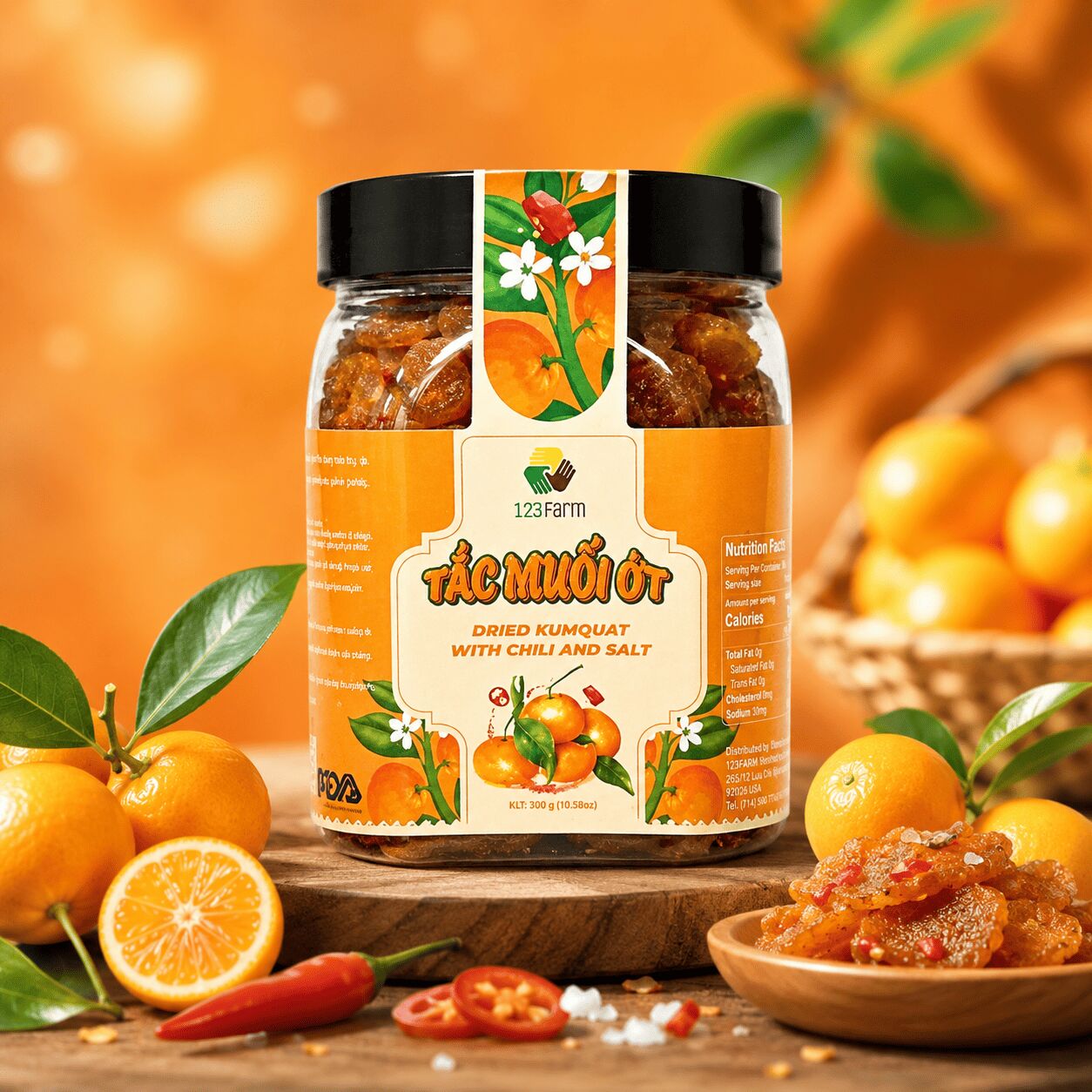 Tắc Muối Ớt | Dried Kumquat with Chili and Salt 300g