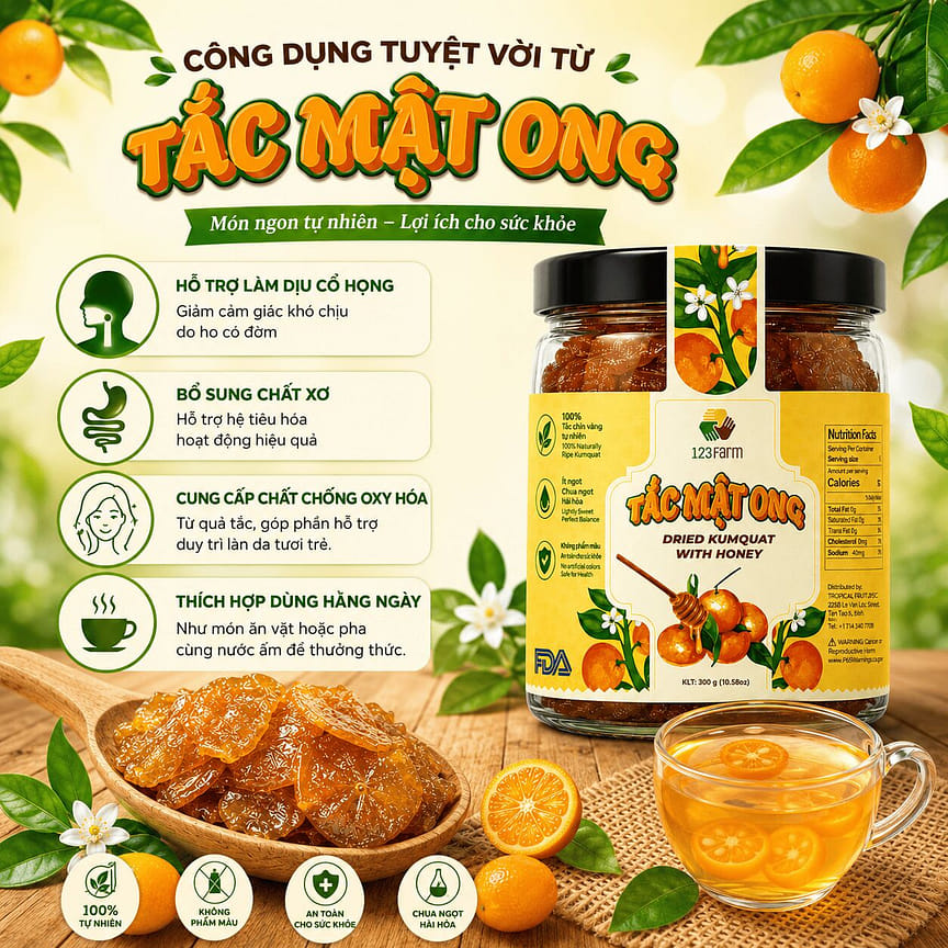 Tắc Mật Ong | Dried Kumquat with Honey 300g