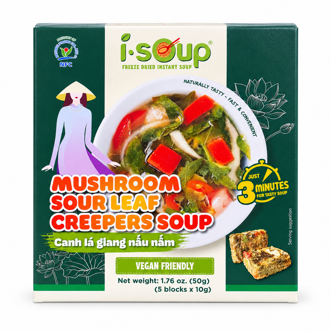I.SOUP Canh Lá Giang Nấu Nấm | Mushroom Sour Leaf Creepers Soup 50g