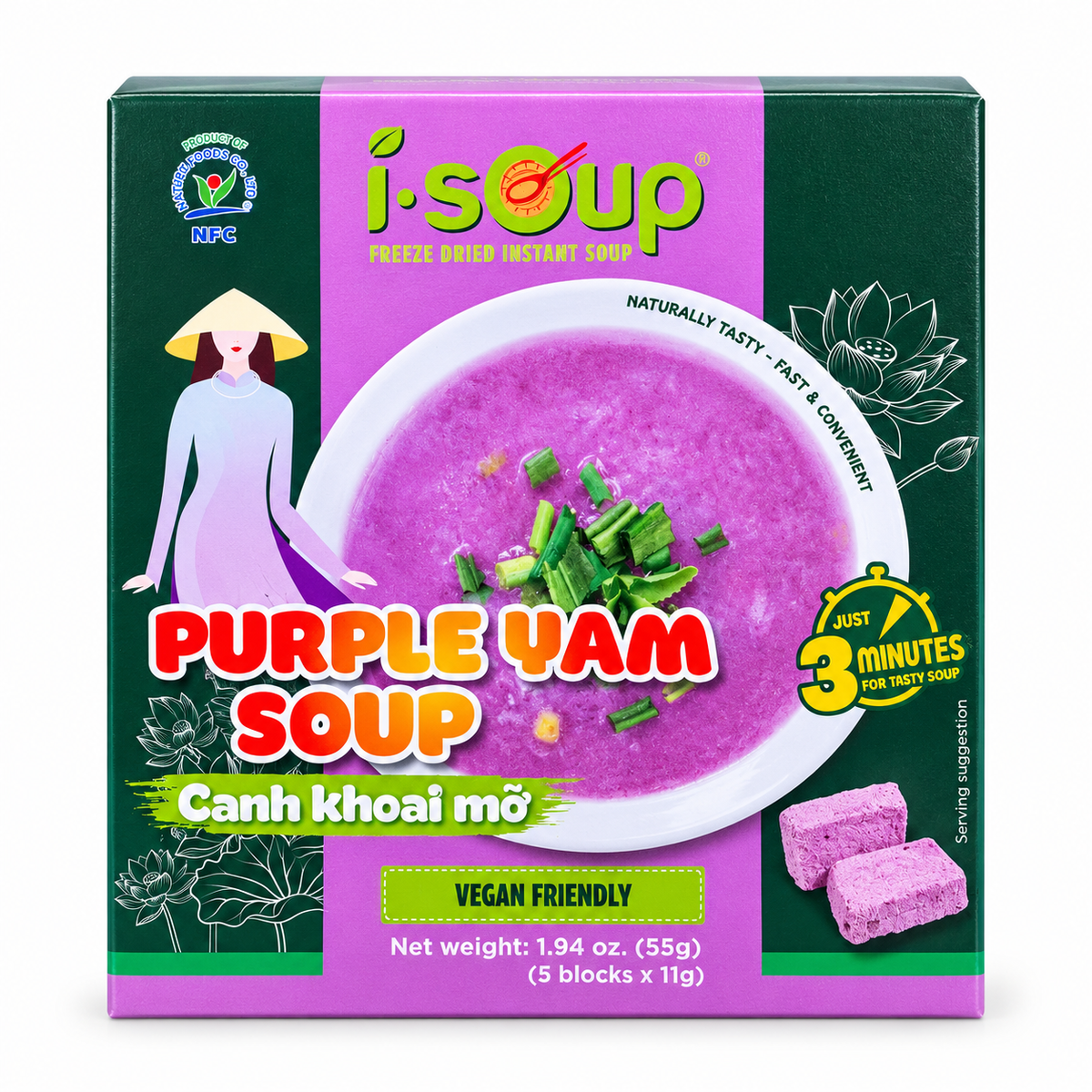 I.SOUP Canh Khoai Mỡ | Freeze-Dried Purple Yam Soup 55g