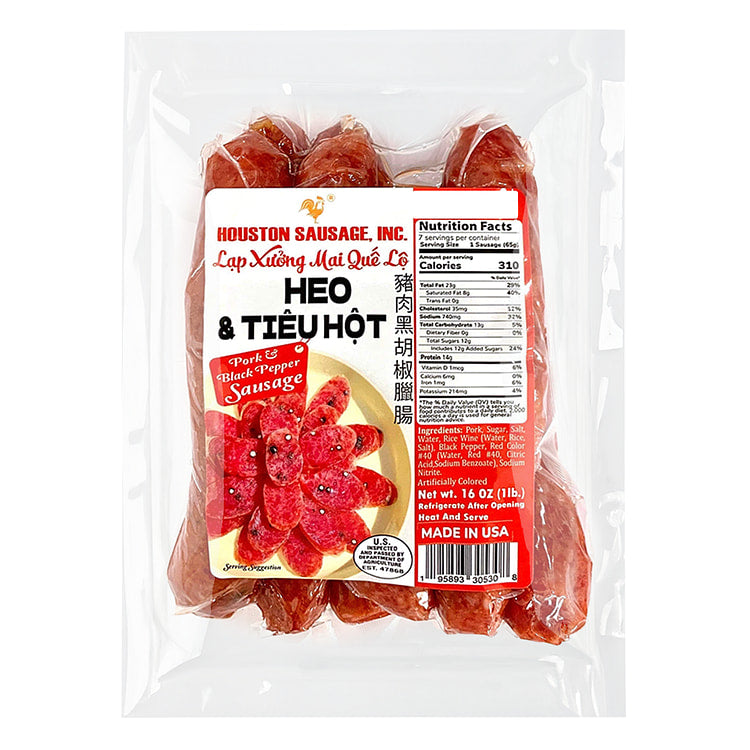 Lạp Xưởng Heo Mai Quế Lộ Houston | Houston Pork Sausages 16oz