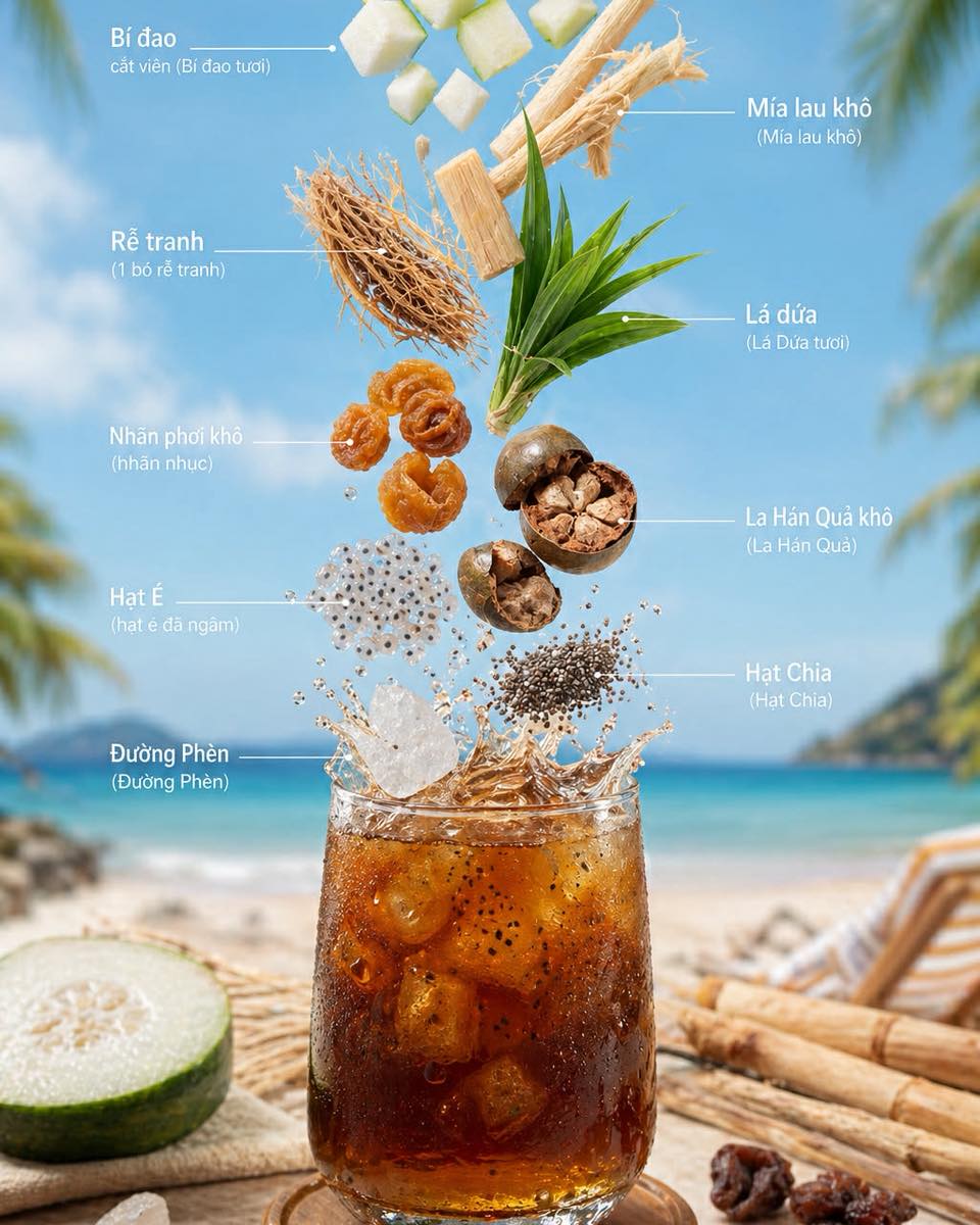 Nước Sâm Bí Đao Mát Mát | Herbal Drink 16oz