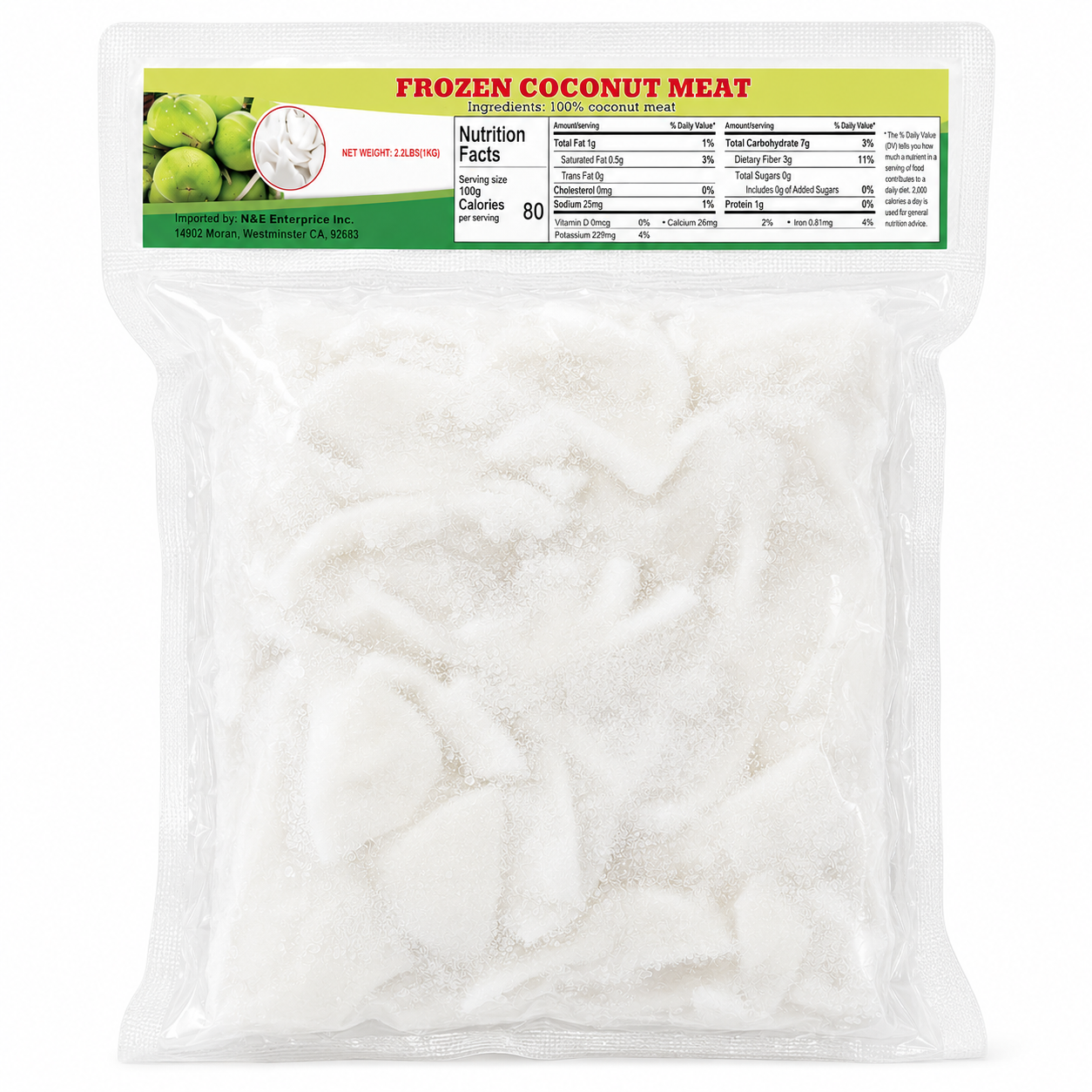 Cơm Dừa Non Cắt Lát | Frozen Coconut Meat 1Kg