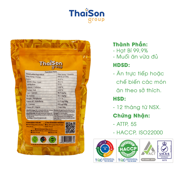 Hạt Bí Thái Sơn | Thai Son Pumpkin Seeds 500g
