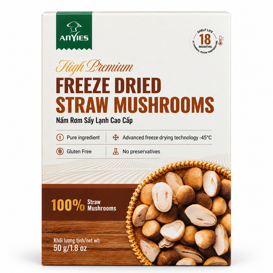 Nấm Rơm Sấy Lạnh | Freeze Dried Straw Mushroom 50g