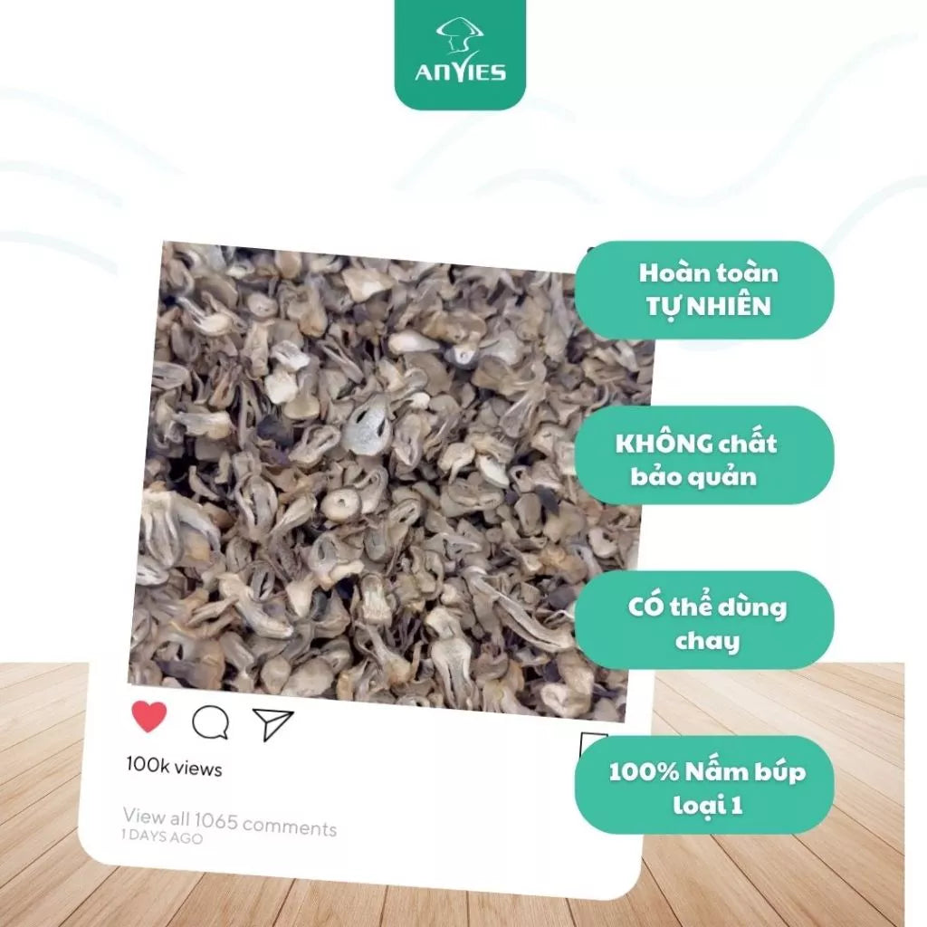 Nấm Rơm Khô Thái Lát | Dried Sliced Straw Mushroom 100g