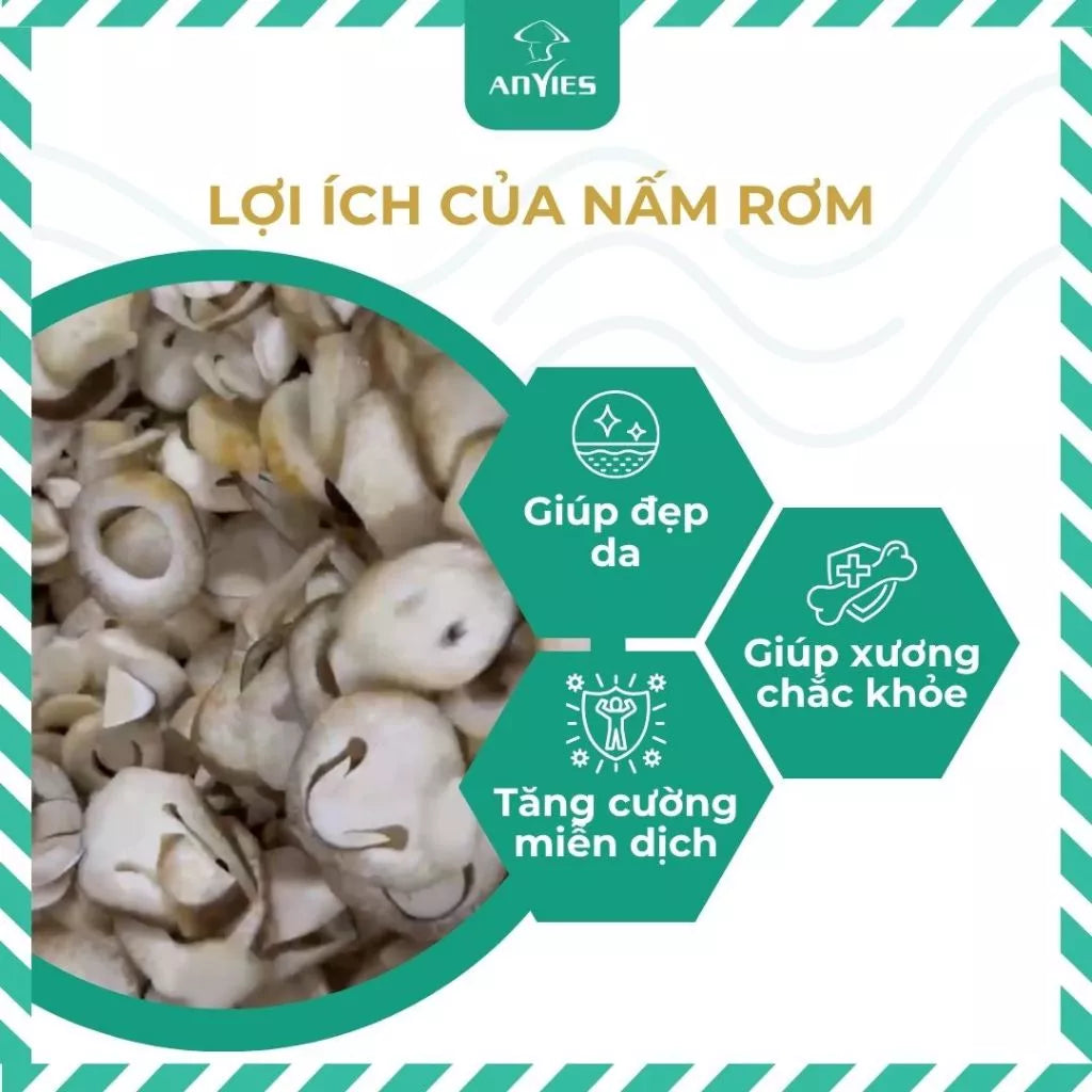 Nấm Rơm Khô Thái Lát | Dried Sliced Straw Mushroom 100g